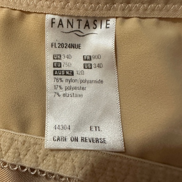 Fantasie Rebecca Molded Bra Nude/Cream Underwire Lace Trim 34D - Picture 15 of 16